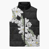 Ia Orana Tahiti Tiare Sleeveless Puffer Jacket Black Lei LT7 Unisex Black - Polynesian Pride