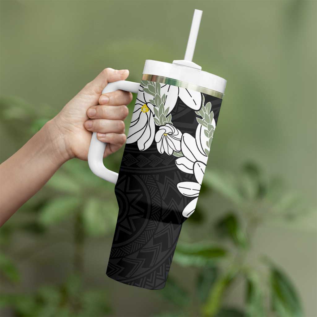 Ia Orana Tahiti Tiare Tumbler With Handle Black Lei LT7 - Polynesian Pride