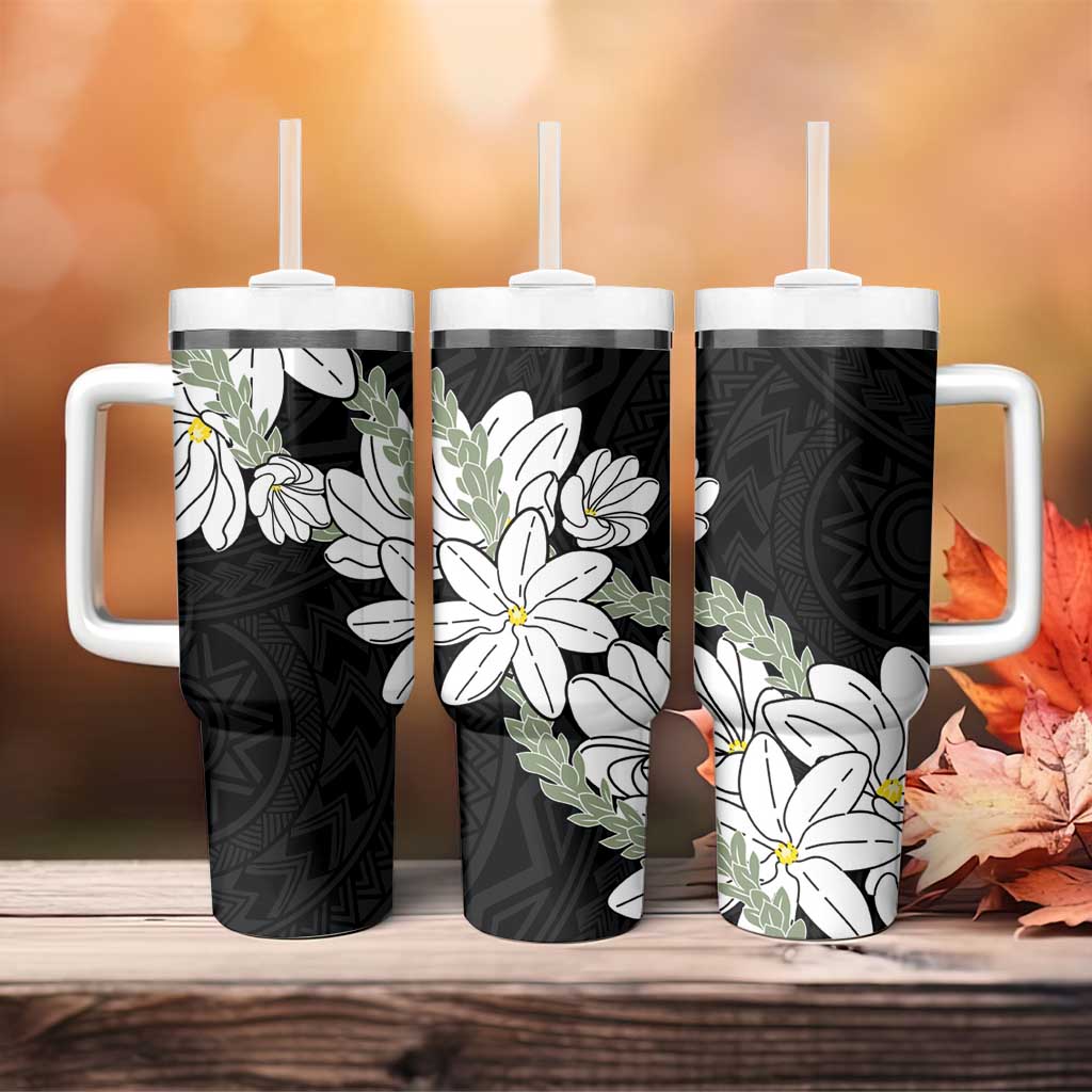Ia Orana Tahiti Tiare Tumbler With Handle Black Lei LT7 - Polynesian Pride