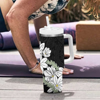 Ia Orana Tahiti Tiare Tumbler With Handle Black Lei LT7 - Polynesian Pride