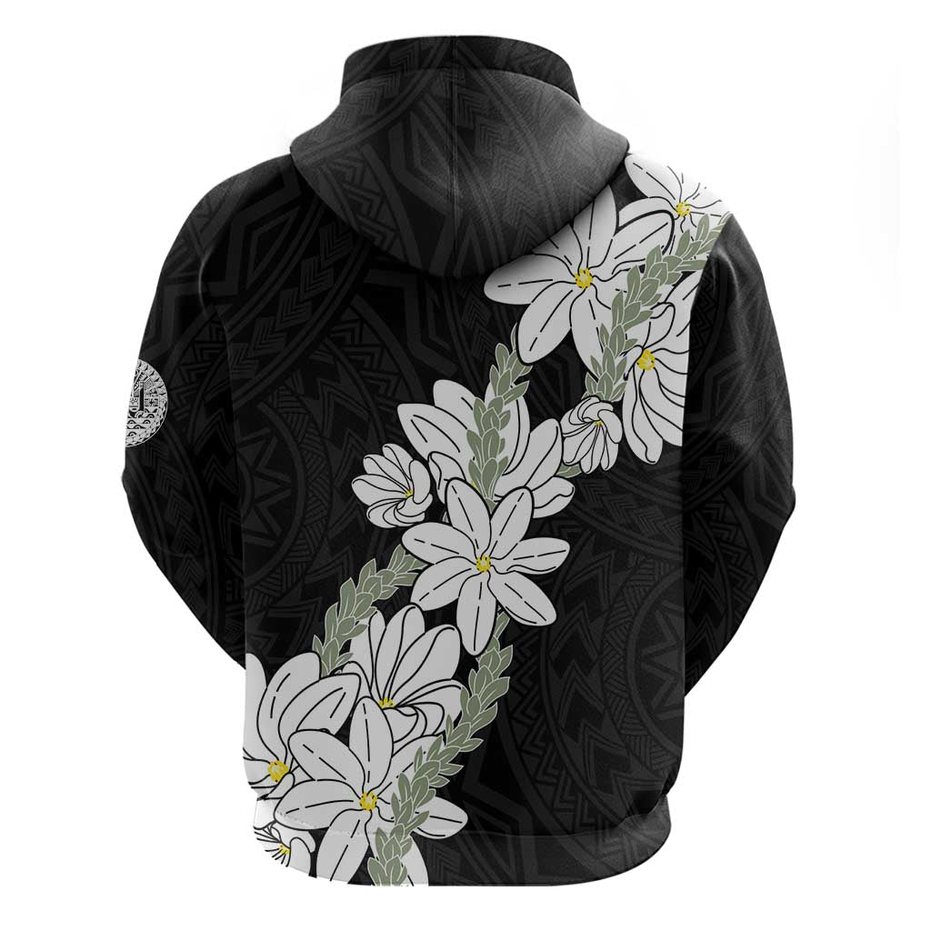 Ia Orana Tahiti Tiare Zip Hoodie Black Lei LT7 - Polynesian Pride