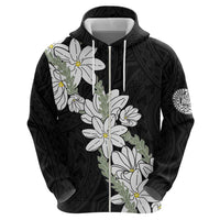 Ia Orana Tahiti Tiare Zip Hoodie Black Lei LT7 - Polynesian Pride