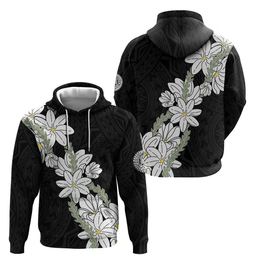 Ia Orana Tahiti Tiare Zip Hoodie Black Lei LT7 - Polynesian Pride