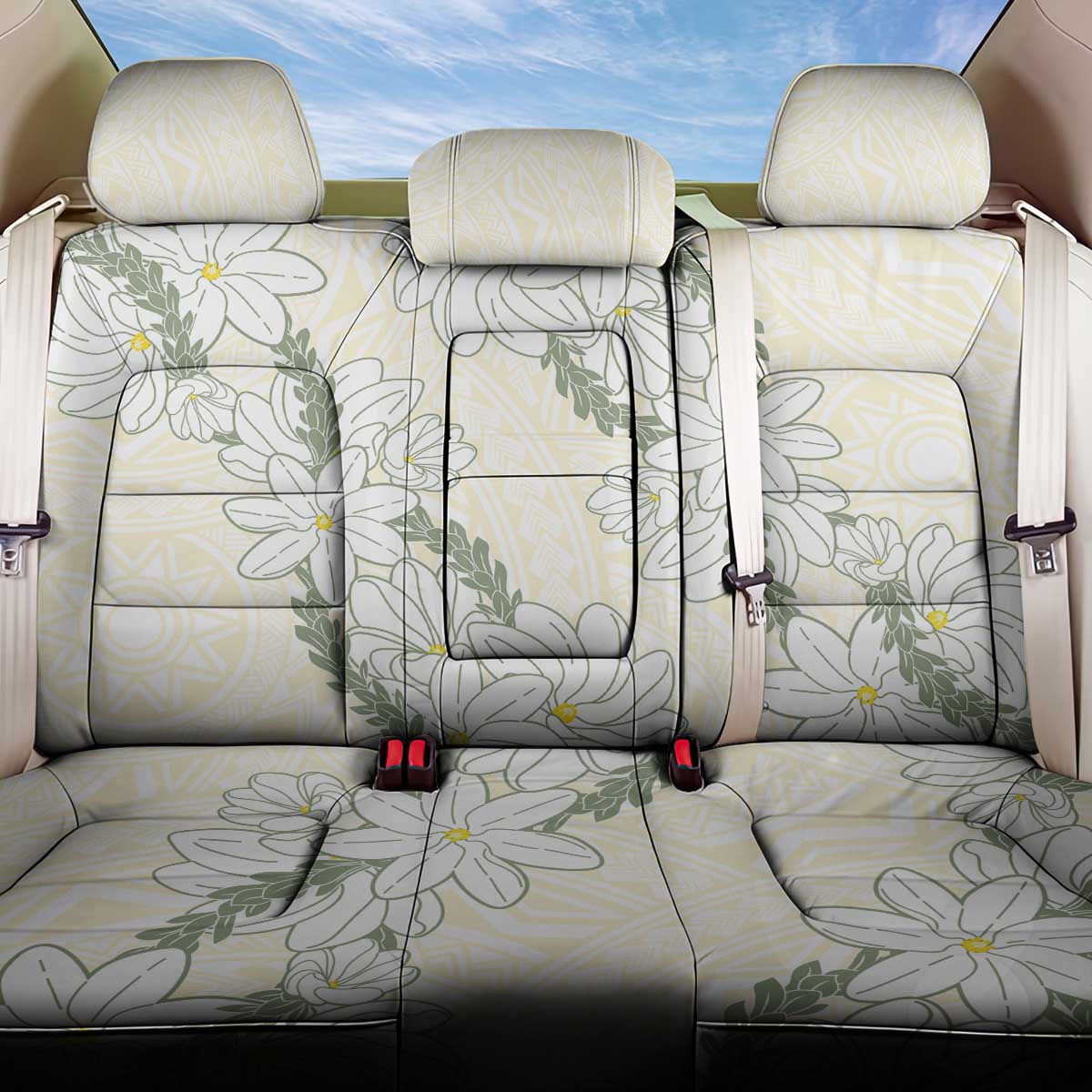 Ia Orana Tahiti Tiare Back Car Seat Cover Lemon Yellow Lei LT7 One Size Lemon - Polynesian Pride