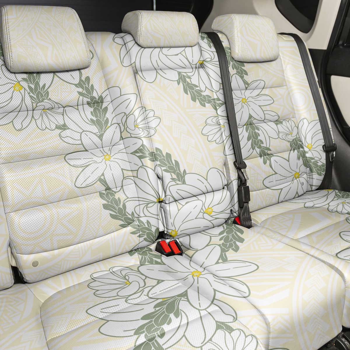 Ia Orana Tahiti Tiare Back Car Seat Cover Lemon Yellow Lei LT7 - Polynesian Pride