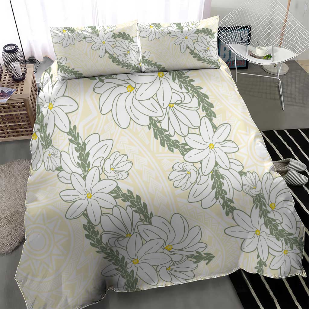Ia Orana Tahiti Tiare Bedding Set Lemon Yellow Lei LT7 - Polynesian Pride