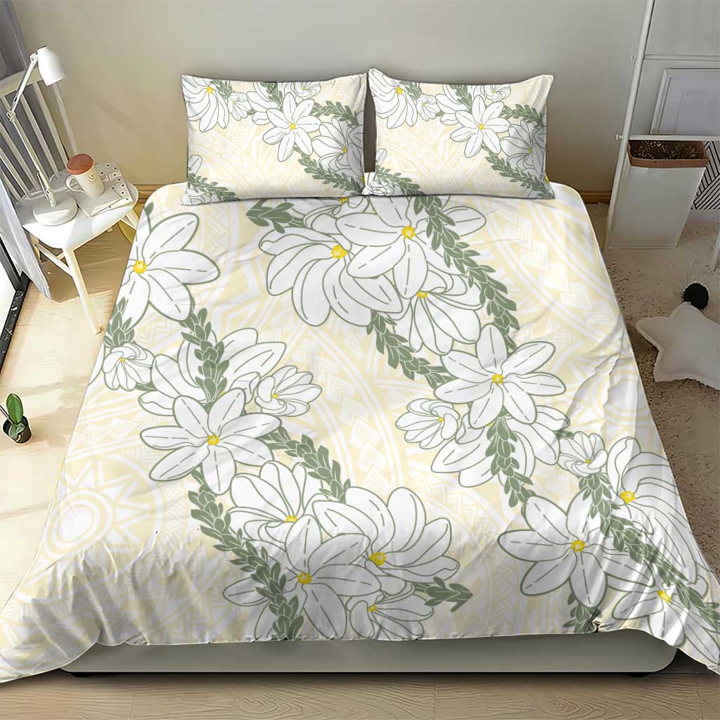 Ia Orana Tahiti Tiare Bedding Set Lemon Yellow Lei LT7 - Polynesian Pride