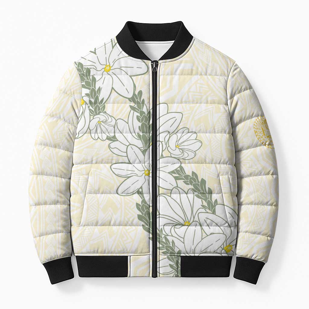 Ia Orana Tahiti Tiare Bomber Puffer Jacket Lemon Yellow Lei LT7 Unisex Lemon - Polynesian Pride