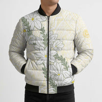 Ia Orana Tahiti Tiare Bomber Puffer Jacket Lemon Yellow Lei LT7 - Polynesian Pride