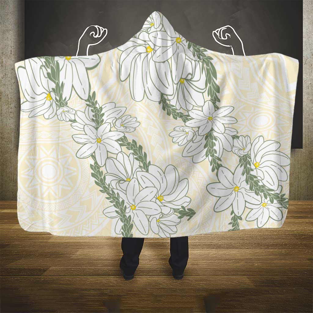 Ia Orana Tahiti Tiare Hooded Blanket Lemon Yellow Lei LT7 - Polynesian Pride