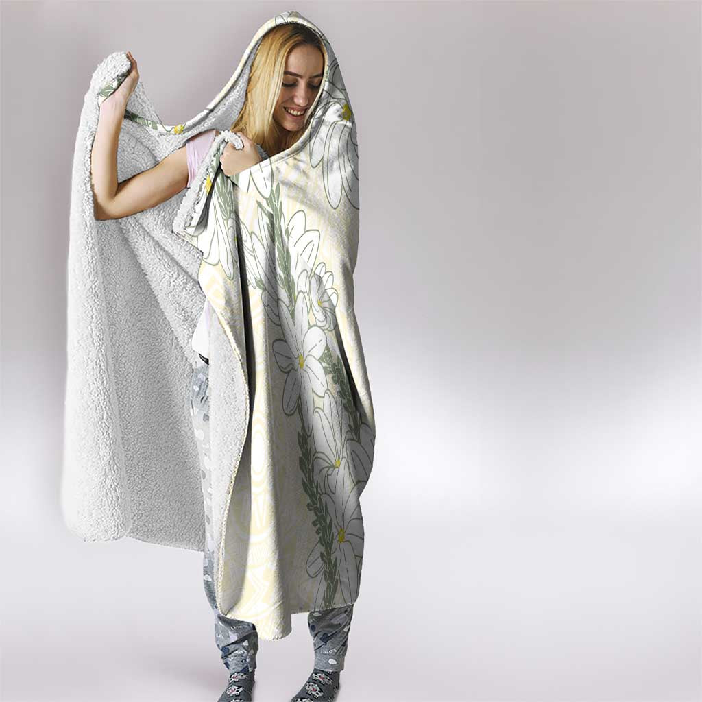 Ia Orana Tahiti Tiare Hooded Blanket Lemon Yellow Lei LT7 - Polynesian Pride