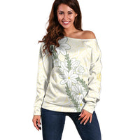 Ia Orana Tahiti Tiare Off Shoulder Sweater Lemon Yellow Lei LT7 Women Lemon - Polynesian Pride