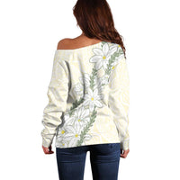 Ia Orana Tahiti Tiare Off Shoulder Sweater Lemon Yellow Lei LT7 - Polynesian Pride