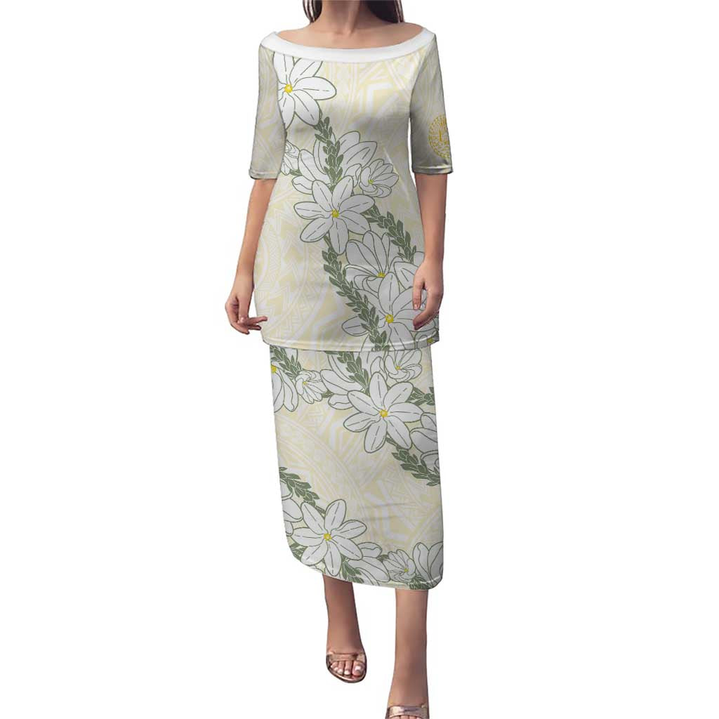 Ia Orana Tahiti Tiare Puletasi Lemon Yellow Lei LT7 Long Dress Lemon - Polynesian Pride