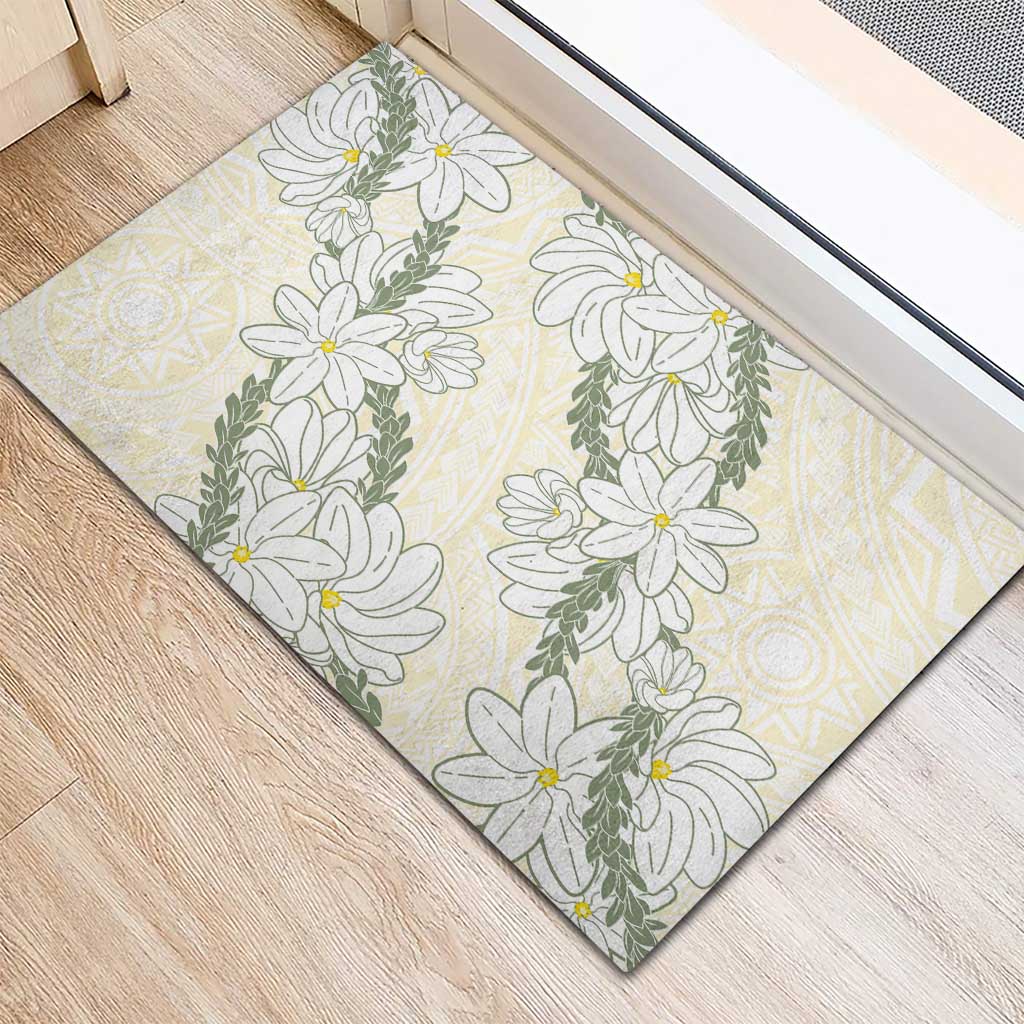 Ia Orana Tahiti Tiare Rubber Doormat Lemon Yellow Lei LT7 - Polynesian Pride