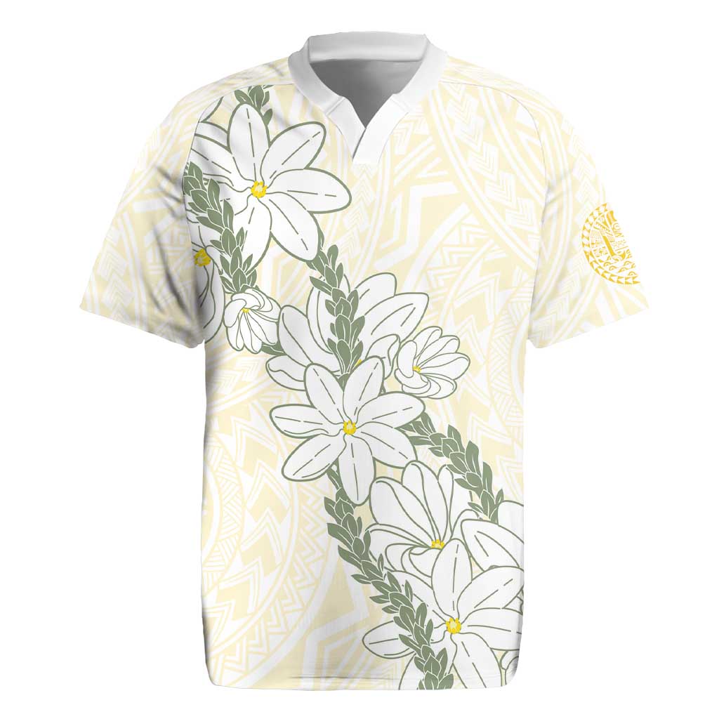 Ia Orana Tahiti Tiare Rugby Jersey Lemon Yellow Lei LT7 Lemon - Polynesian Pride