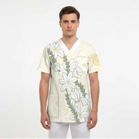 Ia Orana Tahiti Tiare Scrub Top Lemon Yellow Lei LT7 - Polynesian Pride