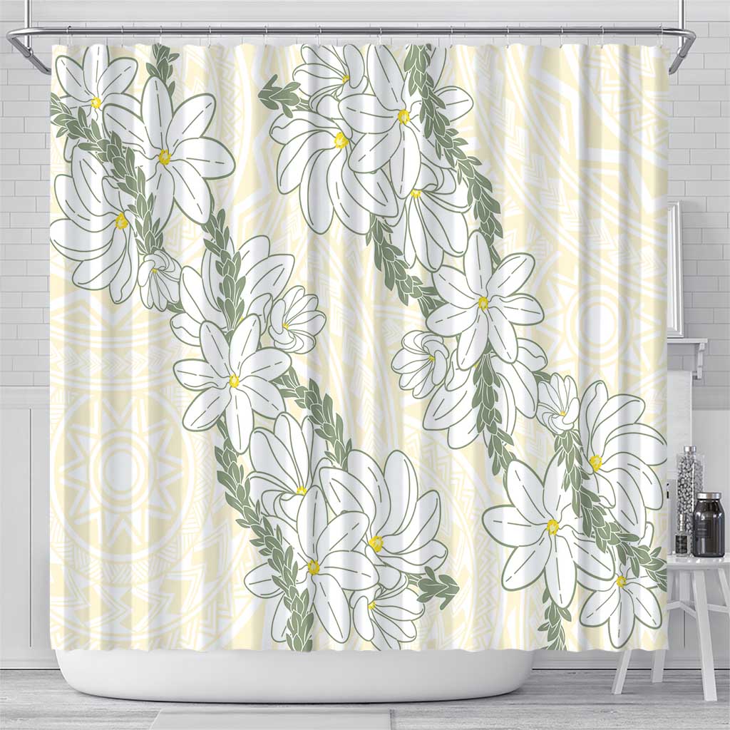 Ia Orana Tahiti Tiare Shower Curtain Lemon Yellow Lei LT7 - Polynesian Pride