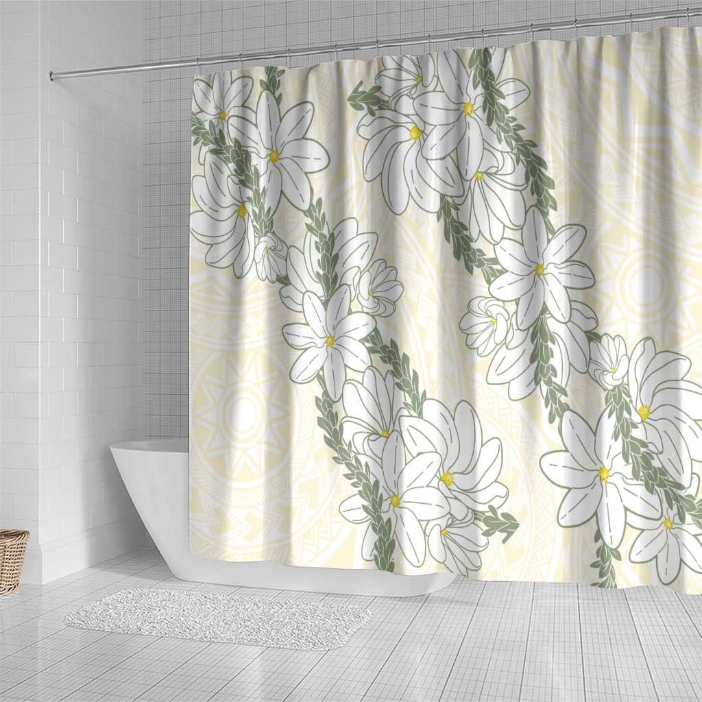 Ia Orana Tahiti Tiare Shower Curtain Lemon Yellow Lei LT7 - Polynesian Pride