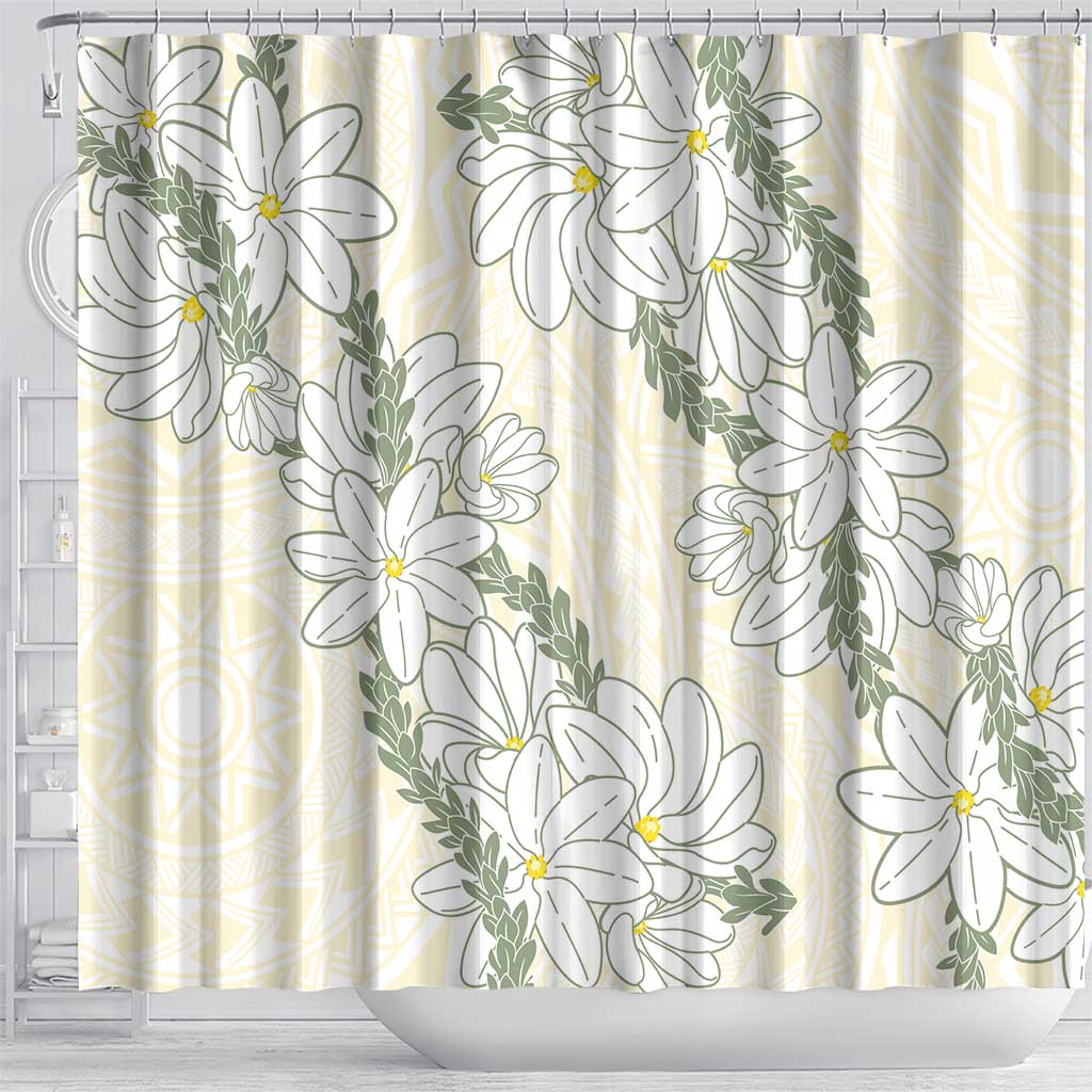 Ia Orana Tahiti Tiare Shower Curtain Lemon Yellow Lei LT7 - Polynesian Pride