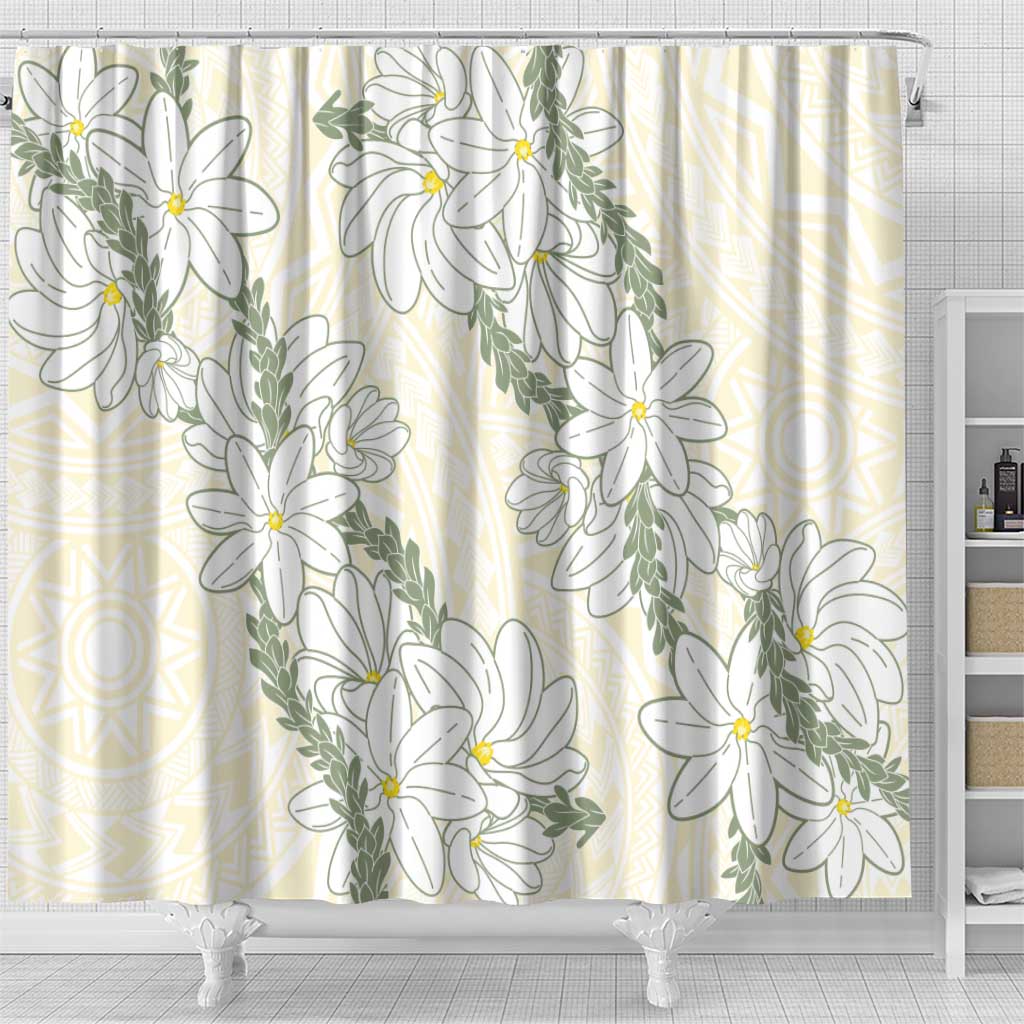Ia Orana Tahiti Tiare Shower Curtain Lemon Yellow Lei LT7 - Polynesian Pride