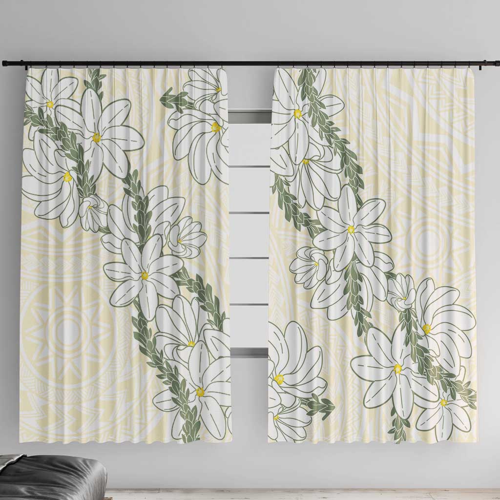 Ia Orana Tahiti Tiare Window Curtain Lemon Yellow Lei LT7 With Hooks Lemon - Polynesian Pride