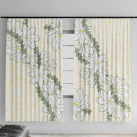 Ia Orana Tahiti Tiare Window Curtain Lemon Yellow Lei LT7 With Hooks Lemon - Polynesian Pride