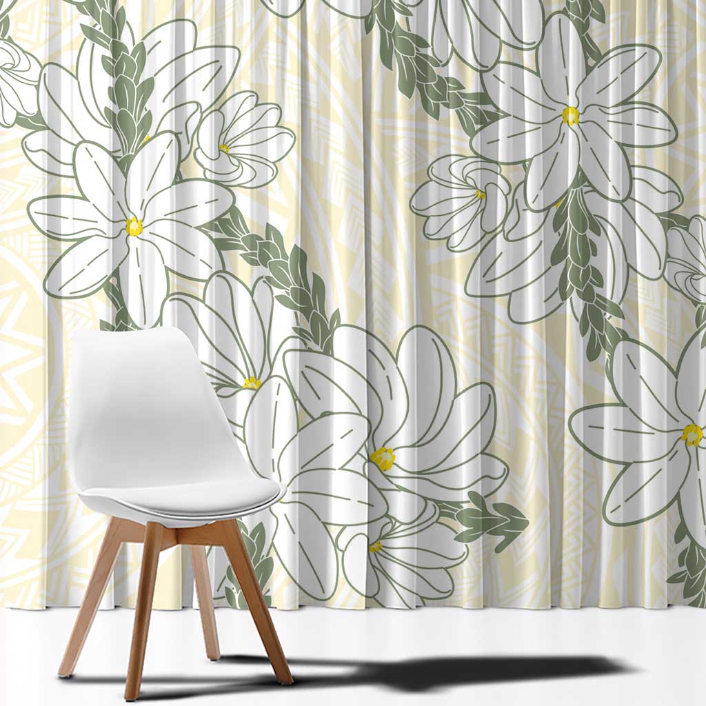 Ia Orana Tahiti Tiare Window Curtain Lemon Yellow Lei LT7 - Polynesian Pride