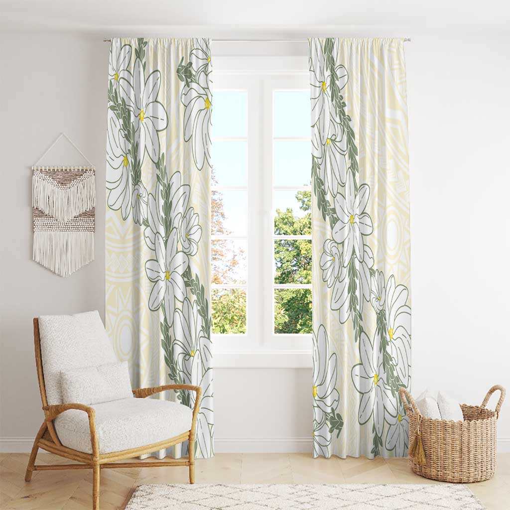 Ia Orana Tahiti Tiare Window Curtain Lemon Yellow Lei LT7 - Polynesian Pride