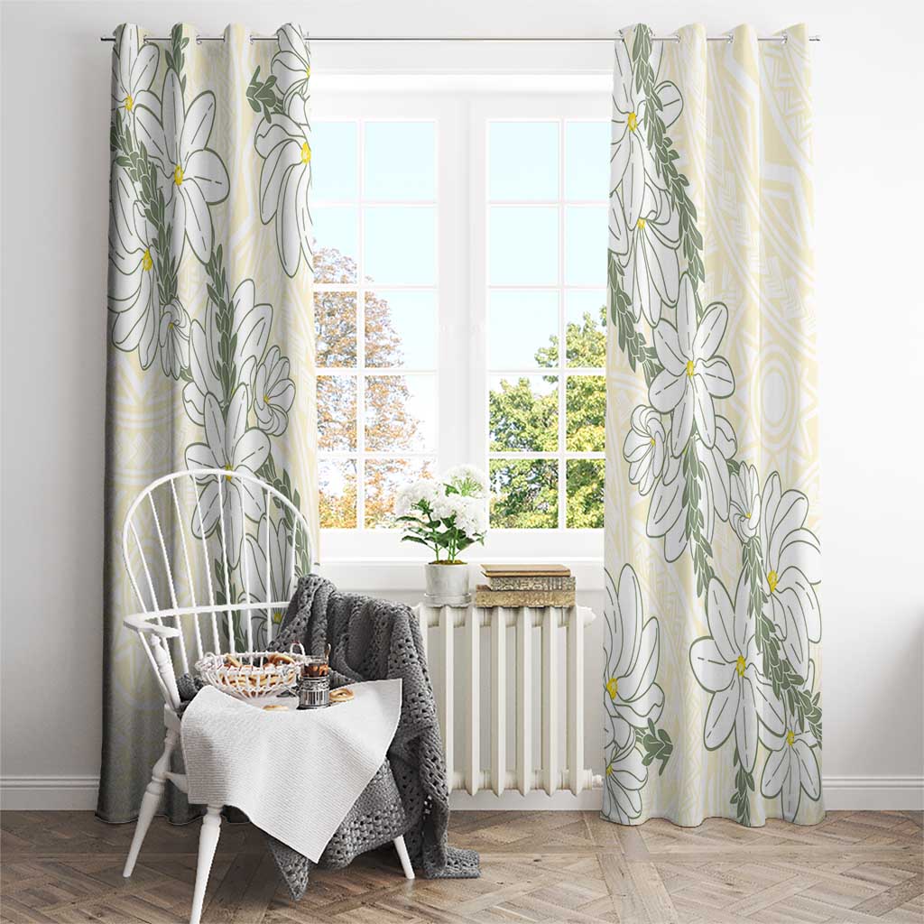 Ia Orana Tahiti Tiare Window Curtain Lemon Yellow Lei LT7 - Polynesian Pride
