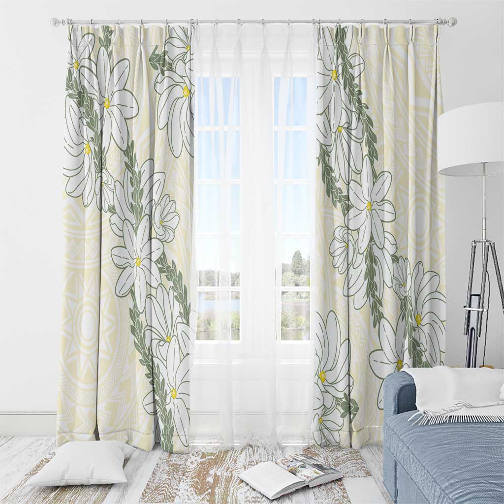 Ia Orana Tahiti Tiare Window Curtain Lemon Yellow Lei LT7 - Polynesian Pride