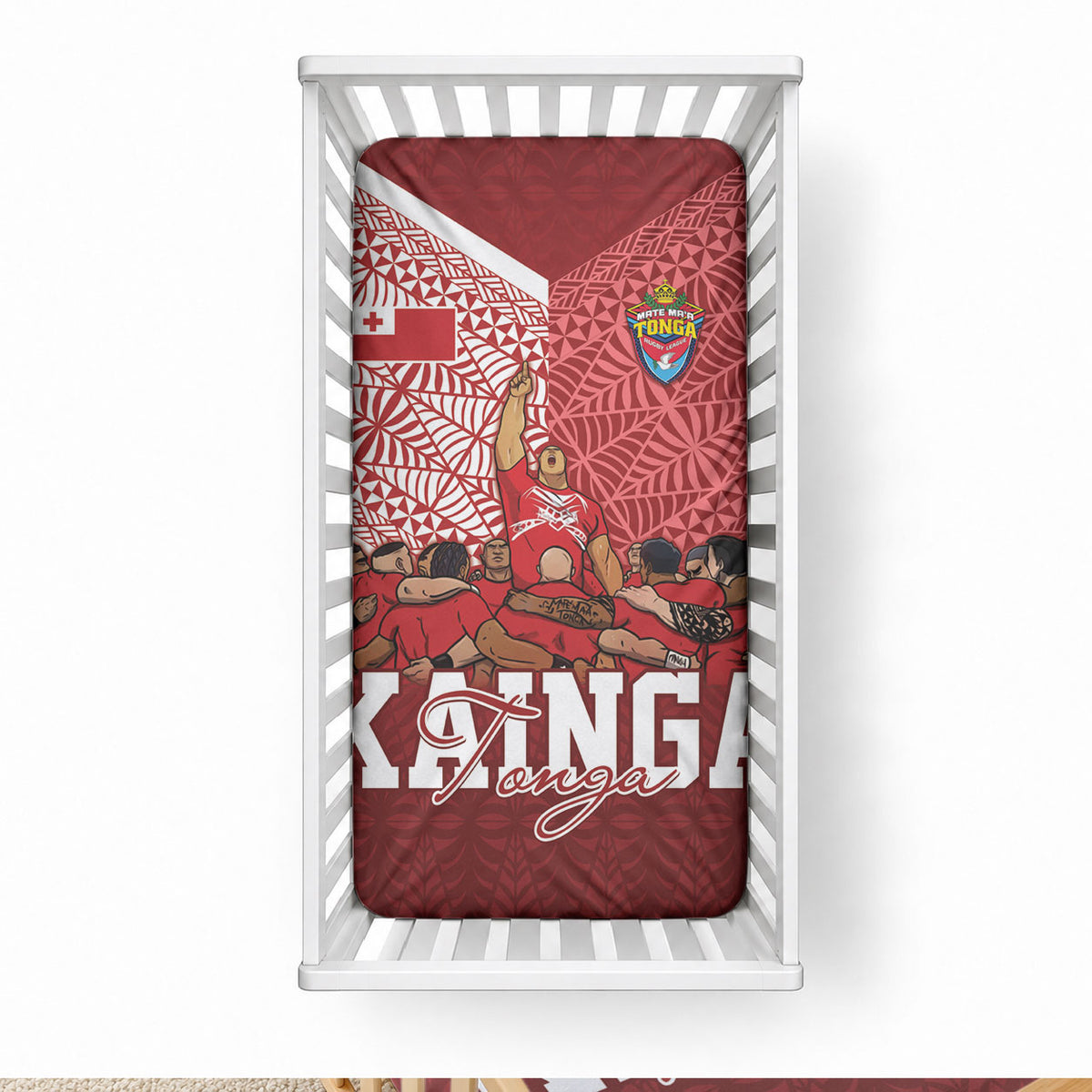 Mate Ma'a Tonga Ngatu Baby Bed Cover Kainga - Sipi Tau LT7 28 × 52 in Red - Polynesian Pride
