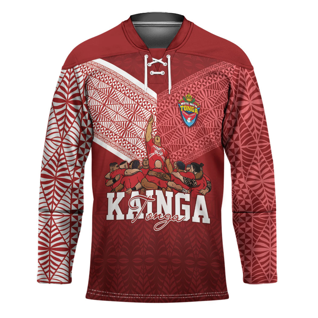 Mate Ma'a Tonga Custom Ngatu Hockey Jersey Kainga - Sipi Tau LT7 Unisex Red - Polynesian Pride