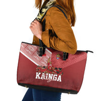 Mate Ma'a Tonga Ngatu Leather Tote Bag Kainga - Sipi Tau LT7 Red - Polynesian Pride