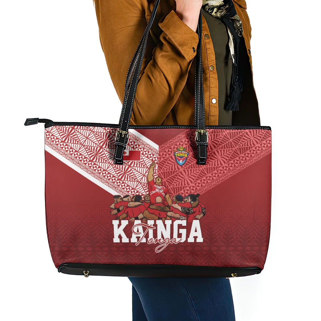 Mate Ma'a Tonga Ngatu Leather Tote Bag Kainga - Sipi Tau LT7 - Polynesian Pride