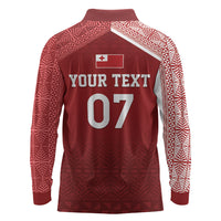 Mate Ma'a Tonga Custom Ngatu Long Sleeve Polo Shirt Kainga - Sipi Tau LT7 - Polynesian Pride