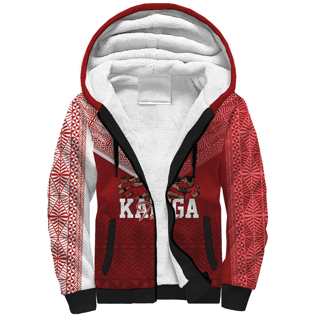 Mate Ma'a Tonga Custom Ngatu Sherpa Hoodie Kainga - Sipi Tau LT7 Unisex Red - Polynesian Pride