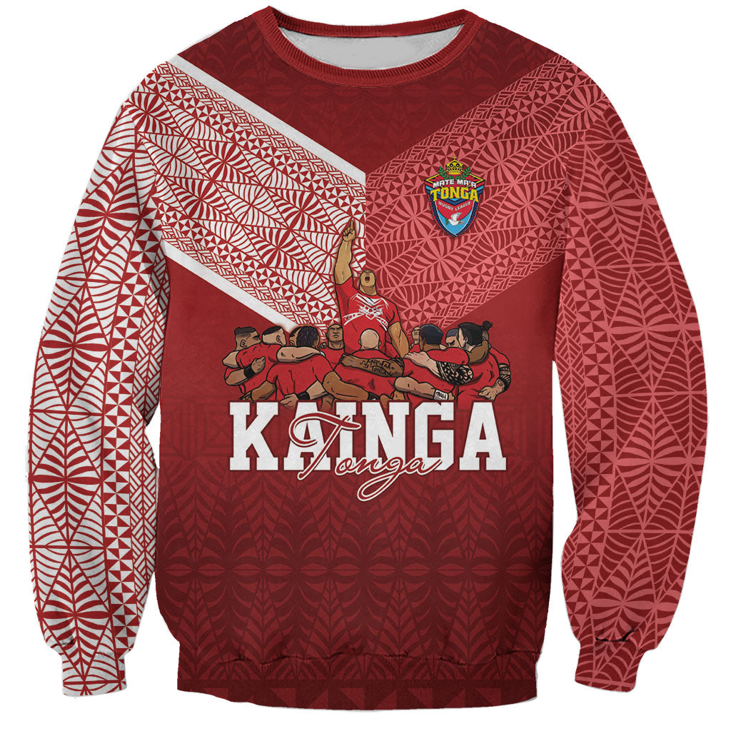 Mate Ma'a Tonga Custom Ngatu Sweatshirt Kainga - Sipi Tau LT7 Unisex Red - Polynesian Pride