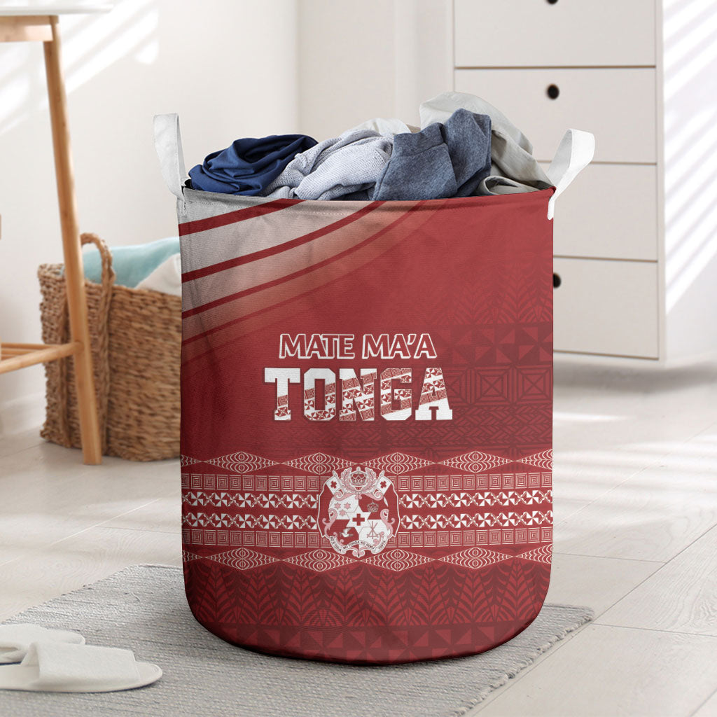 Mate Ma'a Tonga Laundry Basket Basic Ngatu Kupesi Motif LT7 Red - Polynesian Pride