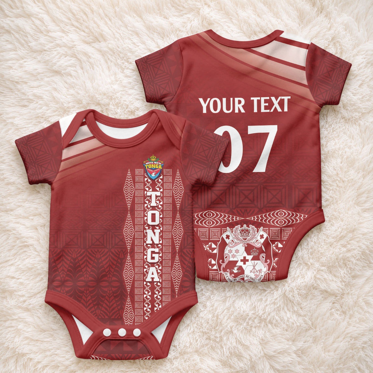 Mate Ma'a Tonga Custom Baby Onesie Basic Ngatu Kupesi Motif LT7 - Polynesian Pride