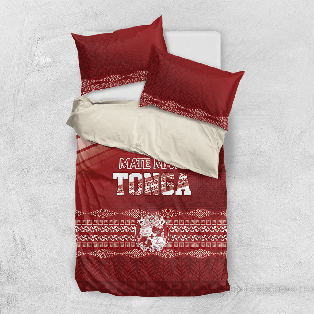 Mate Ma'a Tonga Bedding Set Basic Ngatu Kupesi Motif LT7 US Twin 172cm x 218cm Red - Polynesian Pride
