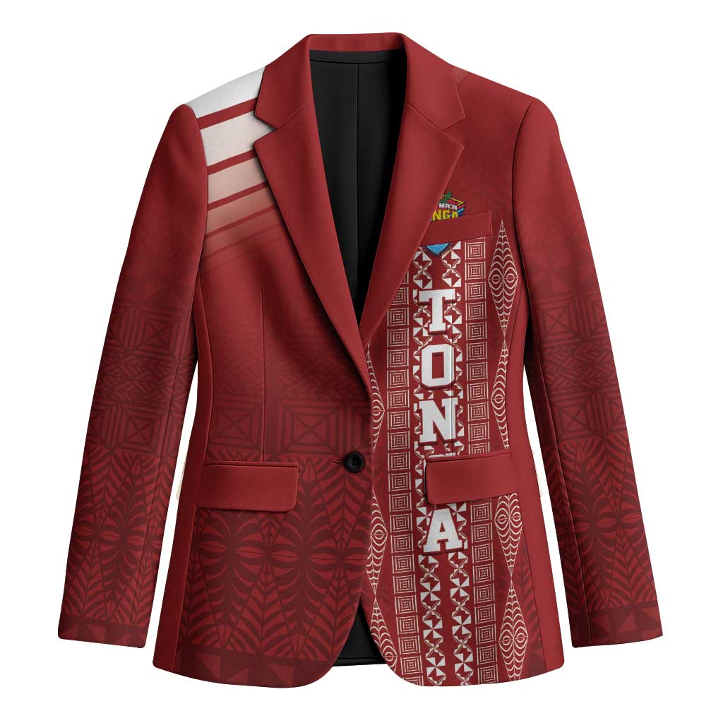 Mate Ma'a Tonga Custom Blazer Basic Ngatu Kupesi Motif LT7 Unisex Red - Polynesian Pride
