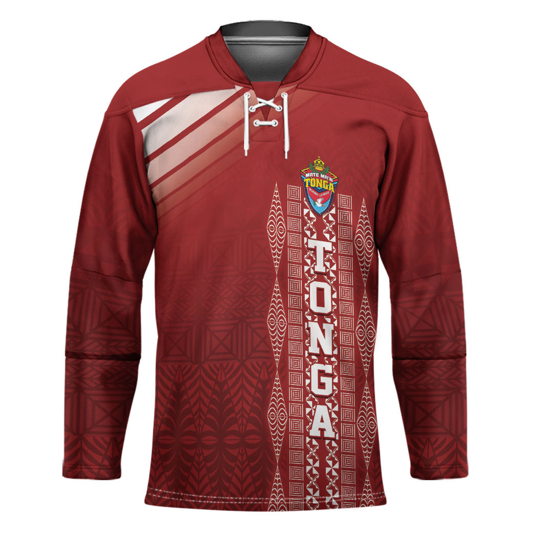 Mate Ma'a Tonga Custom Hockey Jersey Basic Ngatu Kupesi Motif LT7 Unisex Red - Polynesian Pride