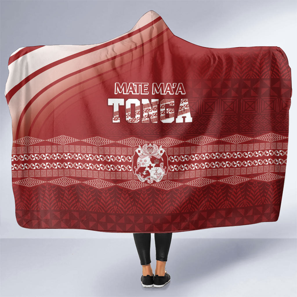 Mate Ma'a Tonga Hooded Blanket Basic Ngatu Kupesi Motif LT7 One Size Red - Polynesian Pride