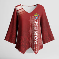 Mate Ma'a Tonga Custom Kimono Sleeve Blouse Basic Ngatu Kupesi Motif LT7 Female Red - Polynesian Pride