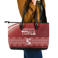 Mate Ma'a Tonga Leather Tote Bag Basic Ngatu Kupesi Motif LT7 - Polynesian Pride