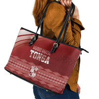 Mate Ma'a Tonga Leather Tote Bag Basic Ngatu Kupesi Motif LT7 - Polynesian Pride