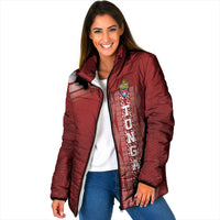 Mate Ma'a Tonga Custom Padded Jacket Basic Ngatu Kupesi Motif LT7 Women Red - Polynesian Pride