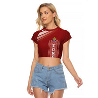 Mate Ma'a Tonga Custom Raglan Cropped T Shirt Basic Ngatu Kupesi Motif LT7 Female Red - Polynesian Pride