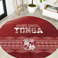 Mate Ma'a Tonga Round Carpet Basic Ngatu Kupesi Motif LT7 Red - Polynesian Pride